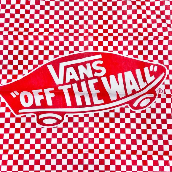 Vans Logo Bandana Red and White Checkerboard Checkered Cotton 22" New - Picture 3 of 3